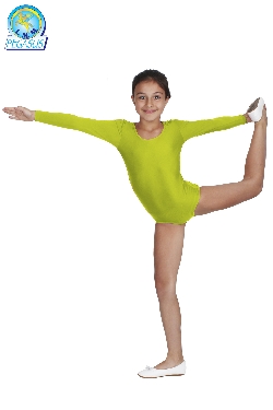 BODY DANZA LYCRA MANICA LUNGA VERDE MELA BAMBINA